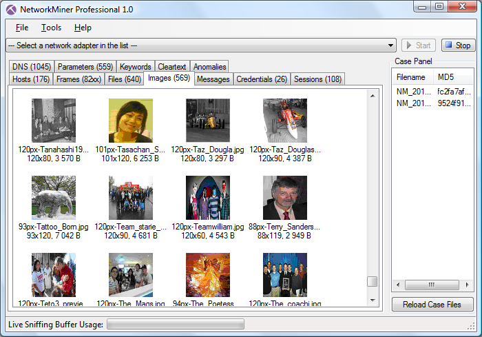 NetworkMiner Professional extracted images and pictures