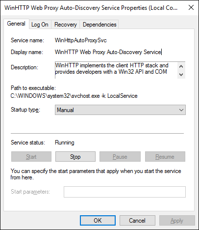 WinHTTP Web Proxy Auto-Discovery Service (WPAD)