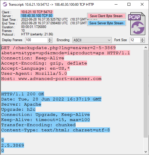 Update check of Advanced Port Scanner