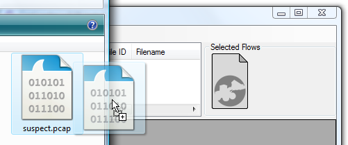 CapLoader loading a pcap file with drag-and-drop