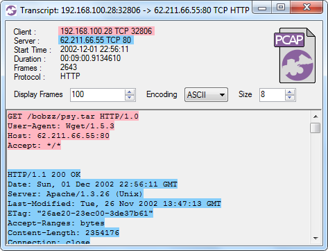 CapLoader Flow Transcript aka Follow TCP Stream