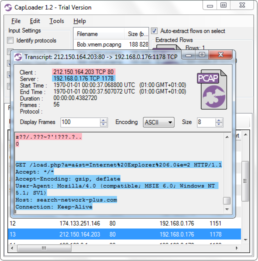 Transcript of TCP flow contents in CapLoader