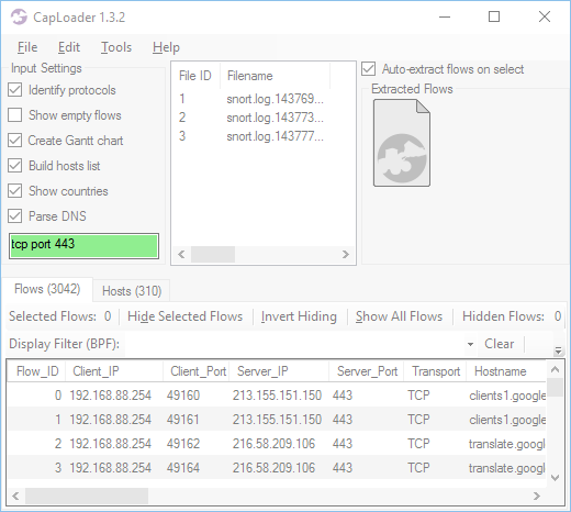 CapLoader with input filter “tcp port 443”