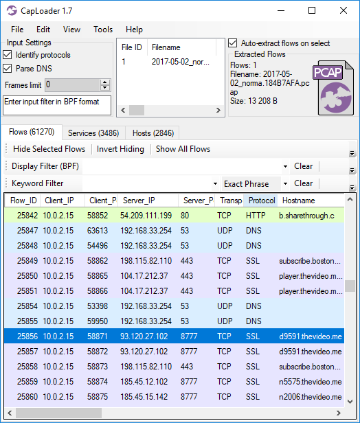 CapLoader 1.7 identifying SSL on non-standard port