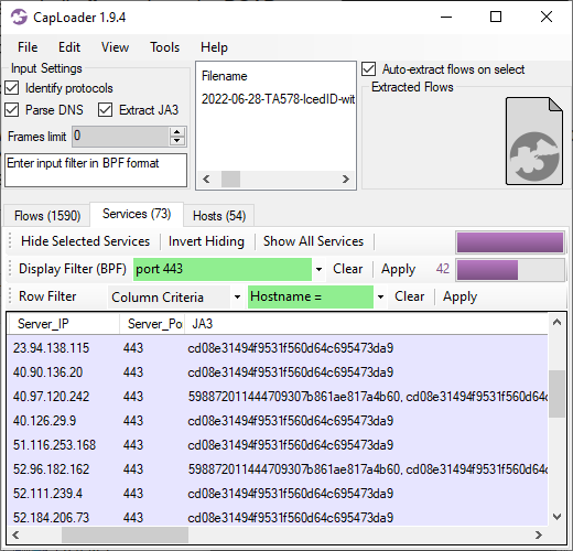 JA3 hashes in CapLoader