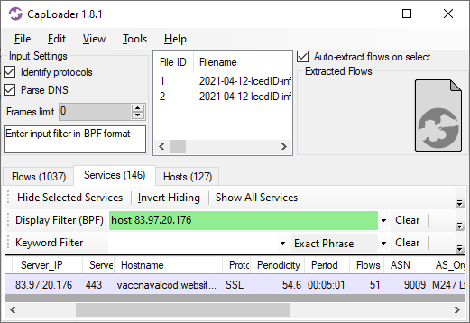 Periodic IcedID C2 communication detected by CapLoader