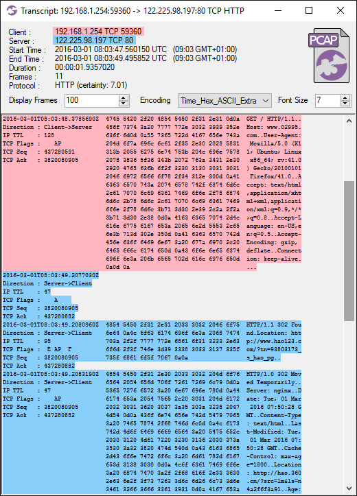 CapLoader Flow Transcript of race between hao.360.cn and hao123.com