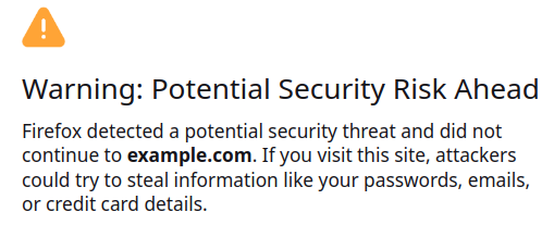 Firefox certificate warning