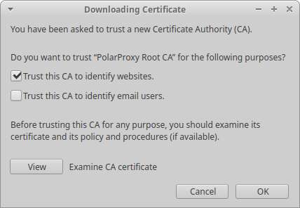 Firefox: Trust this CA to identify websites