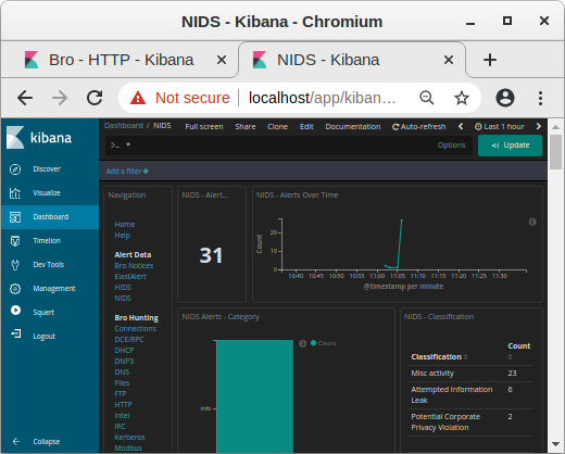 NIDS alerts in Kibana