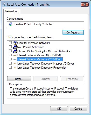 Local Area Connection Properties