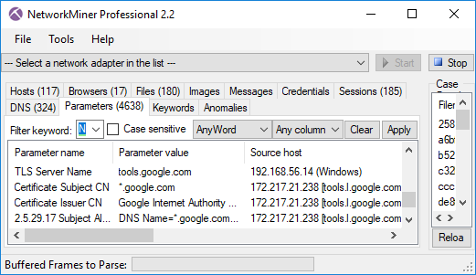 TLS Server Name (SNI) with matching Subject CN from Google