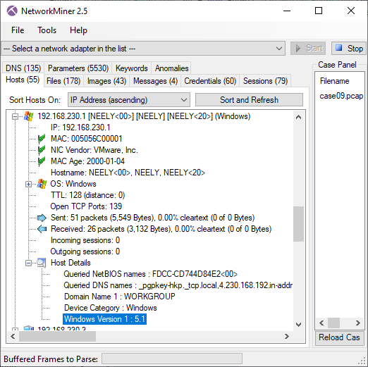 Hostname, domain and Windows version extracted from MS-BRWS traffic