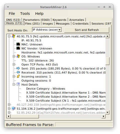 NetworkMiner running in Ubuntu 20.04