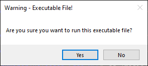 Warning dialogue in NetworkMiner when opening executable file