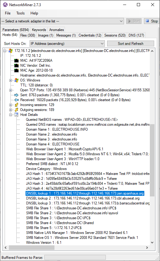 DNSBL lookups in NetworkMiner