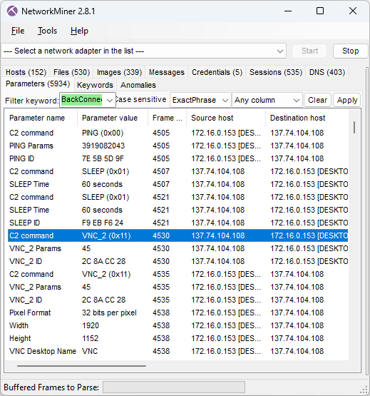 IcedID BackConnect communication in NetworkMiner 2.8.1