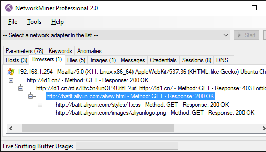 Browsers tab in NeworkMiner Professional 2.0