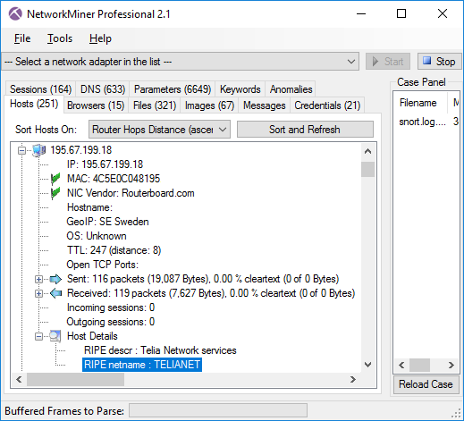 Host Details with RIPE netname