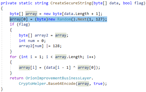 CreateSecureString function in SolarWinds.Orion.Core.BusinessLayer.OrionImprovementBusinessLayer.CryptoHelper