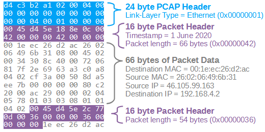 Hex view of PCAP file