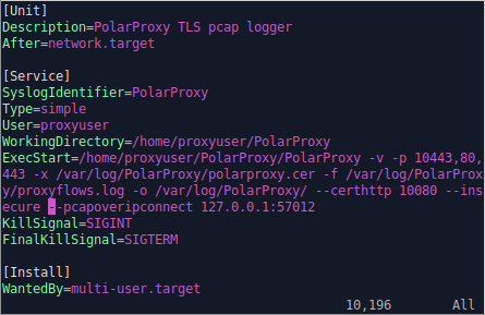 PolarProxy.service with --pcapoveripconnect 127.0.0.1:57012