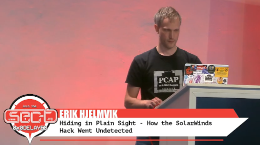 Play my 'Hiding in Plain Sight' lightning talk on YouTube Video: Hiding in Plain Sight, How the SolarWinds Hack went Undetected