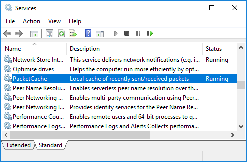PacketCache services in services.msc