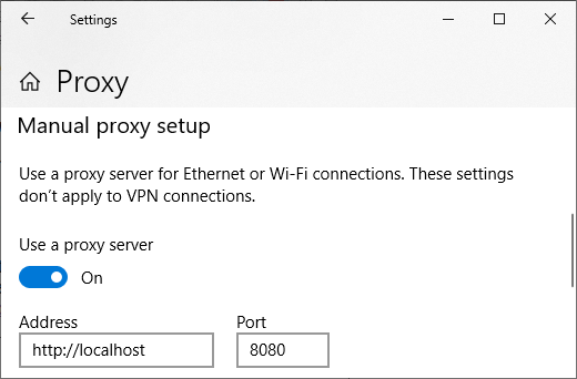 Windows 10 Proxy Settings