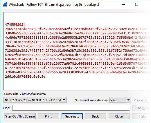 Follow TCP Stream window in Wireshark