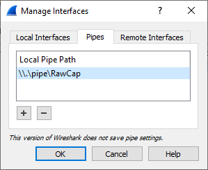RawCap named pipe interface added in Wireshark