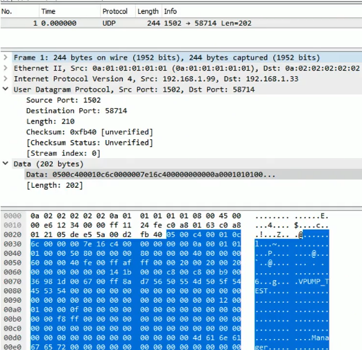 Wireshark with Steve's re-created TriStation PCAP