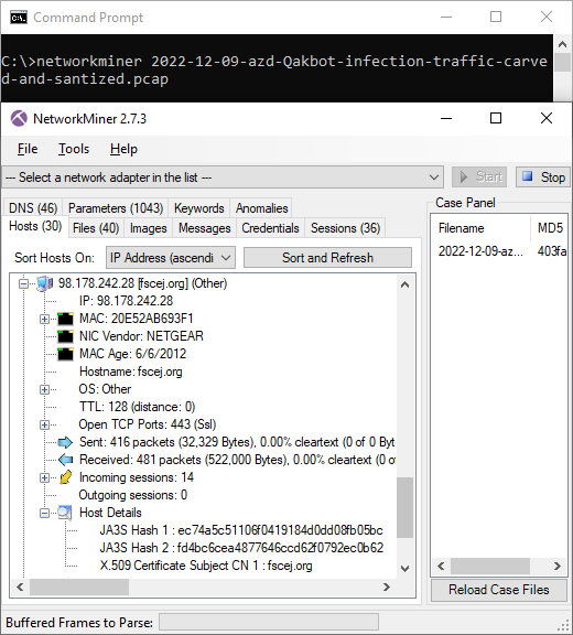 Starting networkminer from command line in FLARE VM