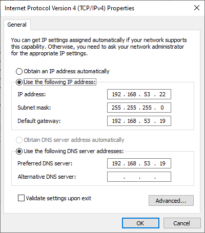 Windows IPv4 Properties